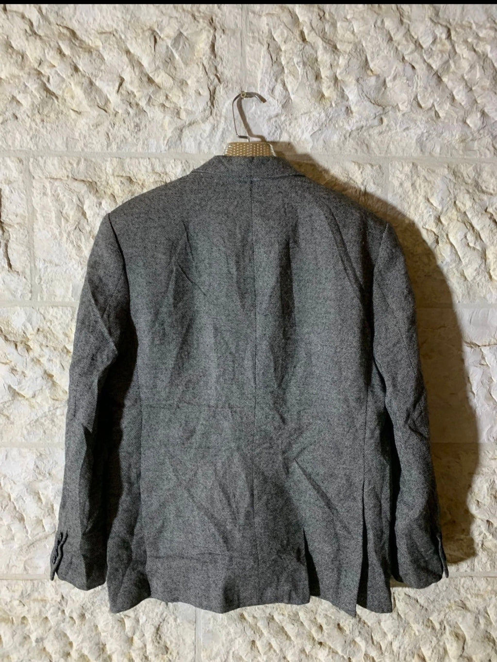 Vintage pure wool camouflage gray bespoke jacket blazer 40R