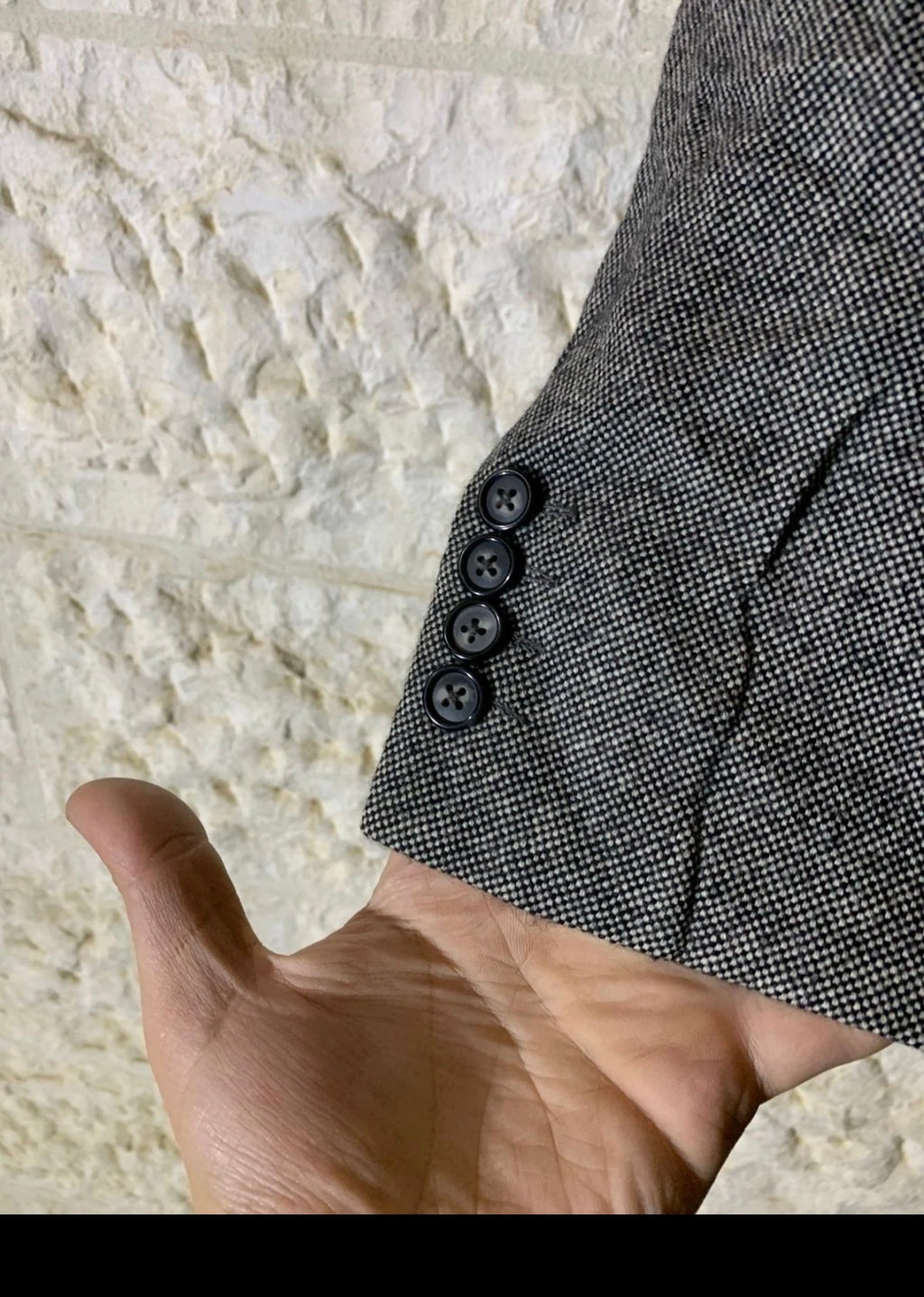 Vintage pure wool camouflage gray bespoke jacket blazer 40R