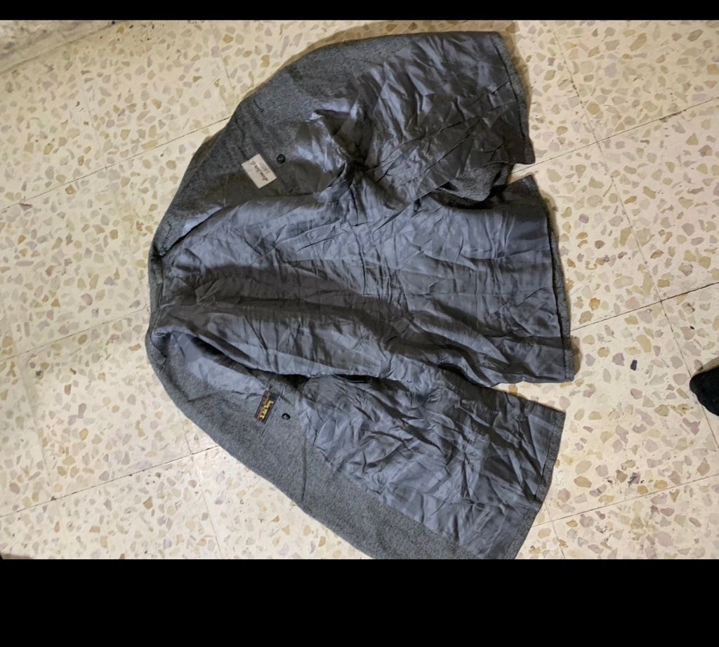 Vintage pure wool camouflage gray bespoke jacket blazer 40R