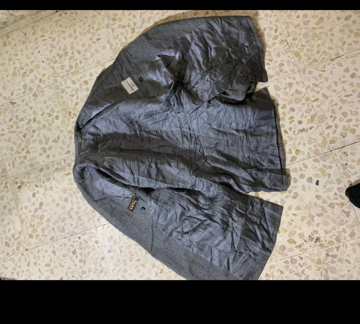 Vintage pure wool camouflage gray bespoke jacket blazer 40R