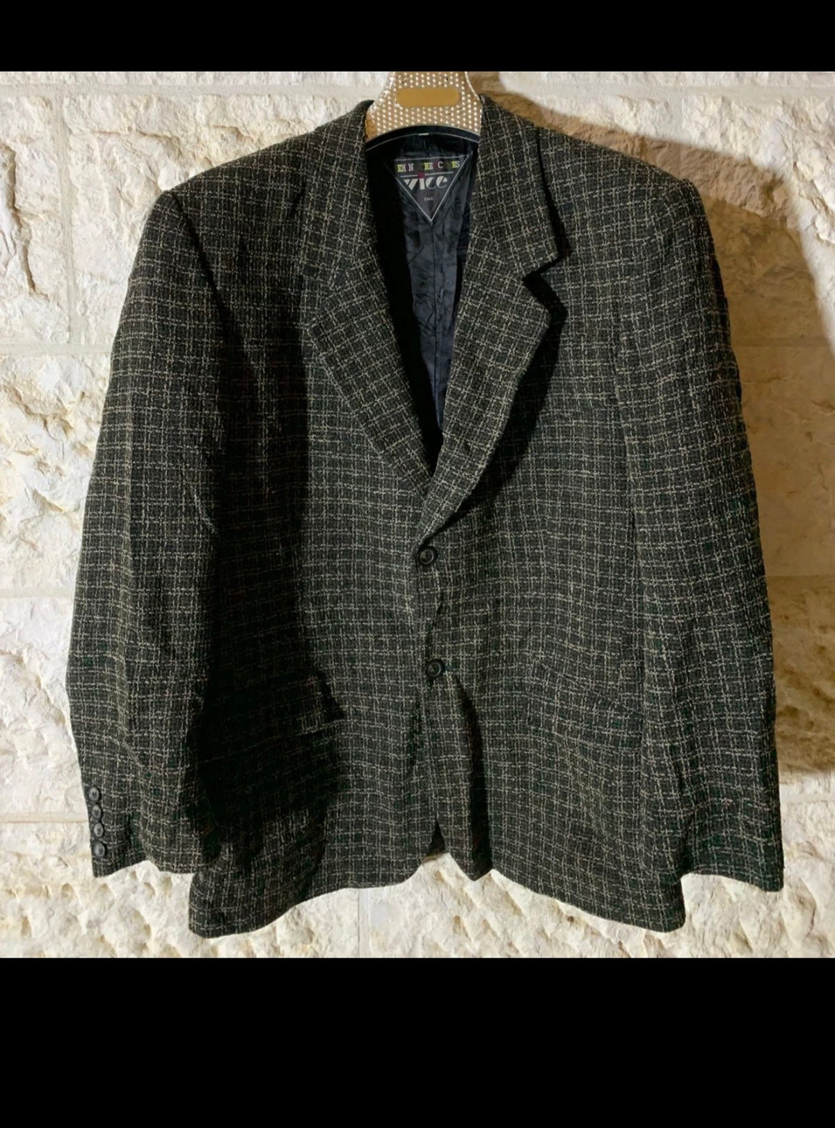 Vintage Vice wool blend camouflage plaid classic unique jacket blazer 44R