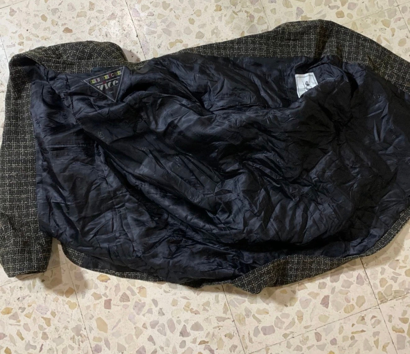 Vintage Vice wool blend camouflage plaid classic unique jacket blazer 44R