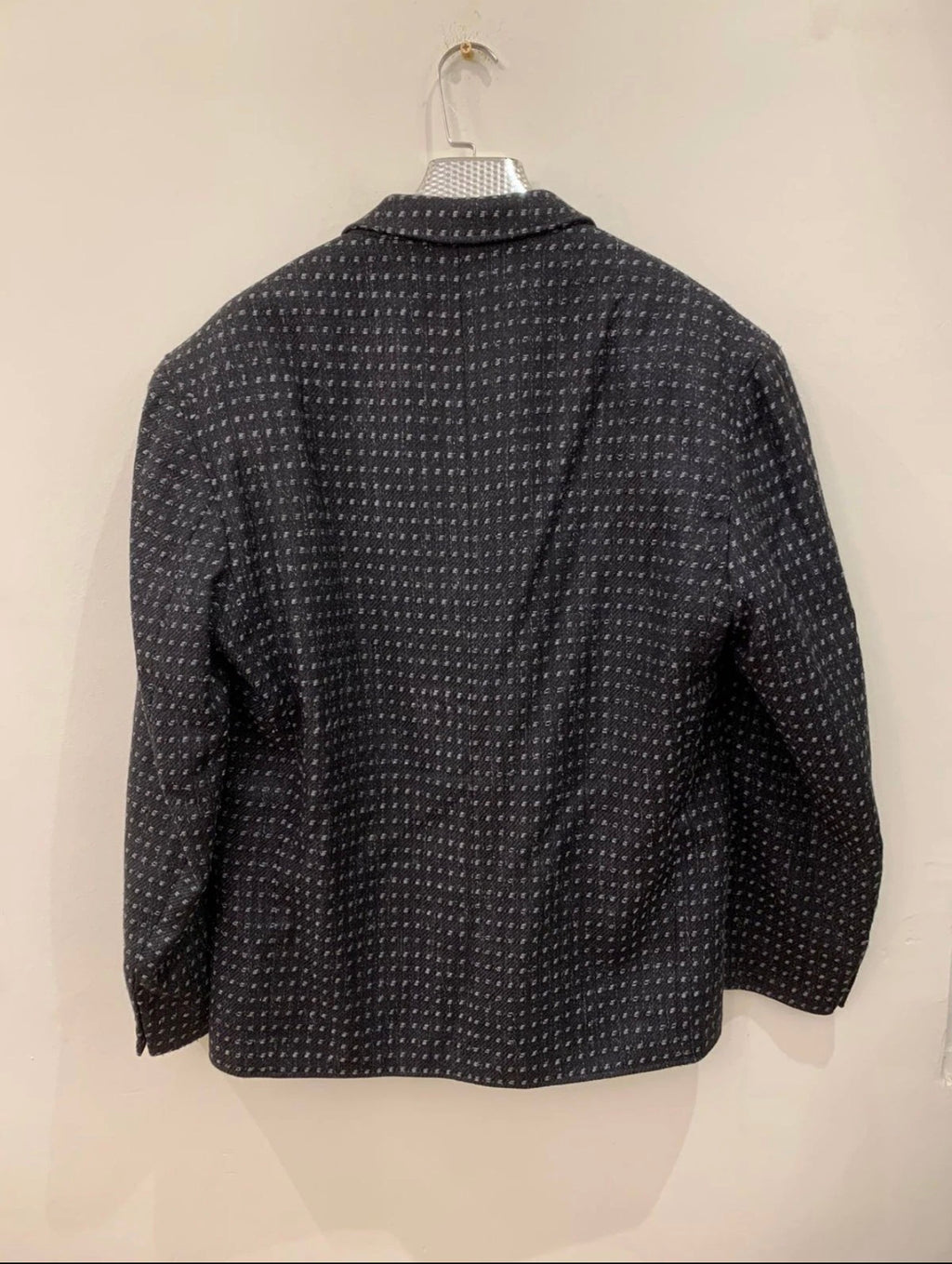 Vintage wool blend tweed camouflage classic black jacket blazer 42R