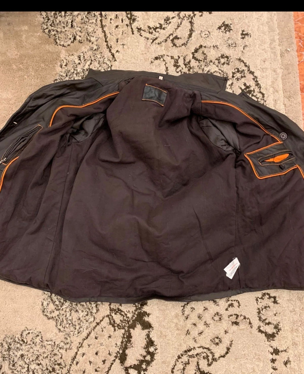 Real Genuine Leather double breasted classic belted brown jacket sweater 40R M