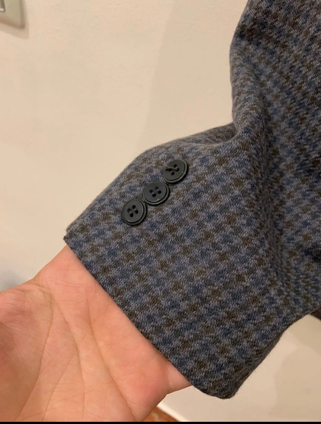 Vintage pure wool houndstooth double breasted classic jacket blazer 42R