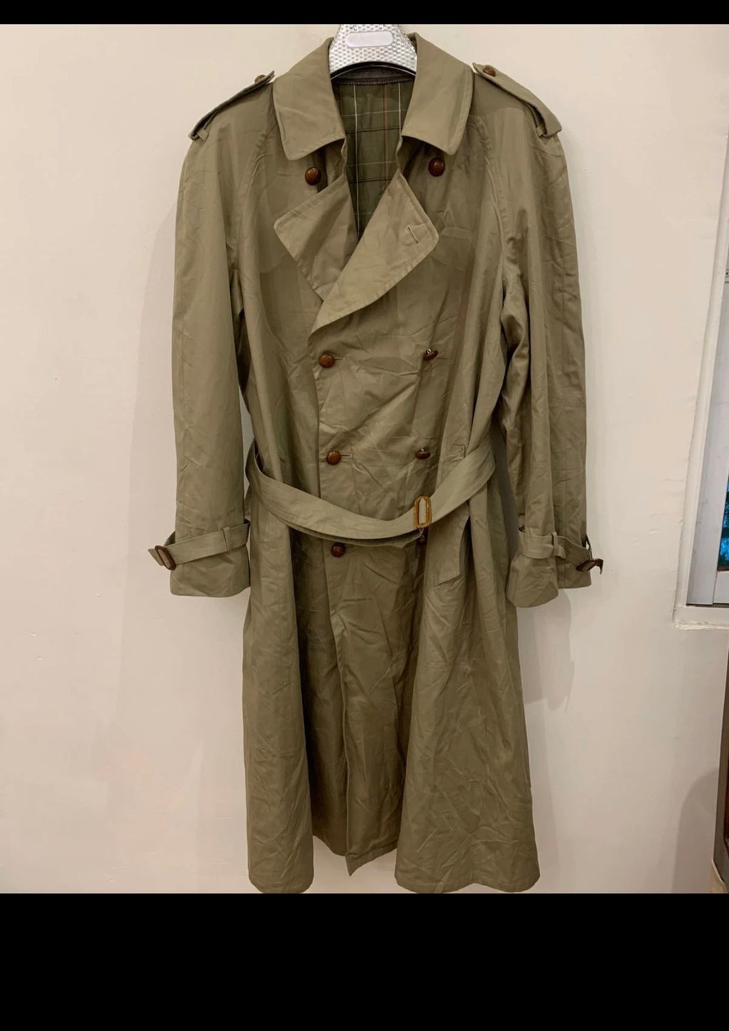 Vintage Schneiders 100% Cotton double breasted raglan trench over coat 44R