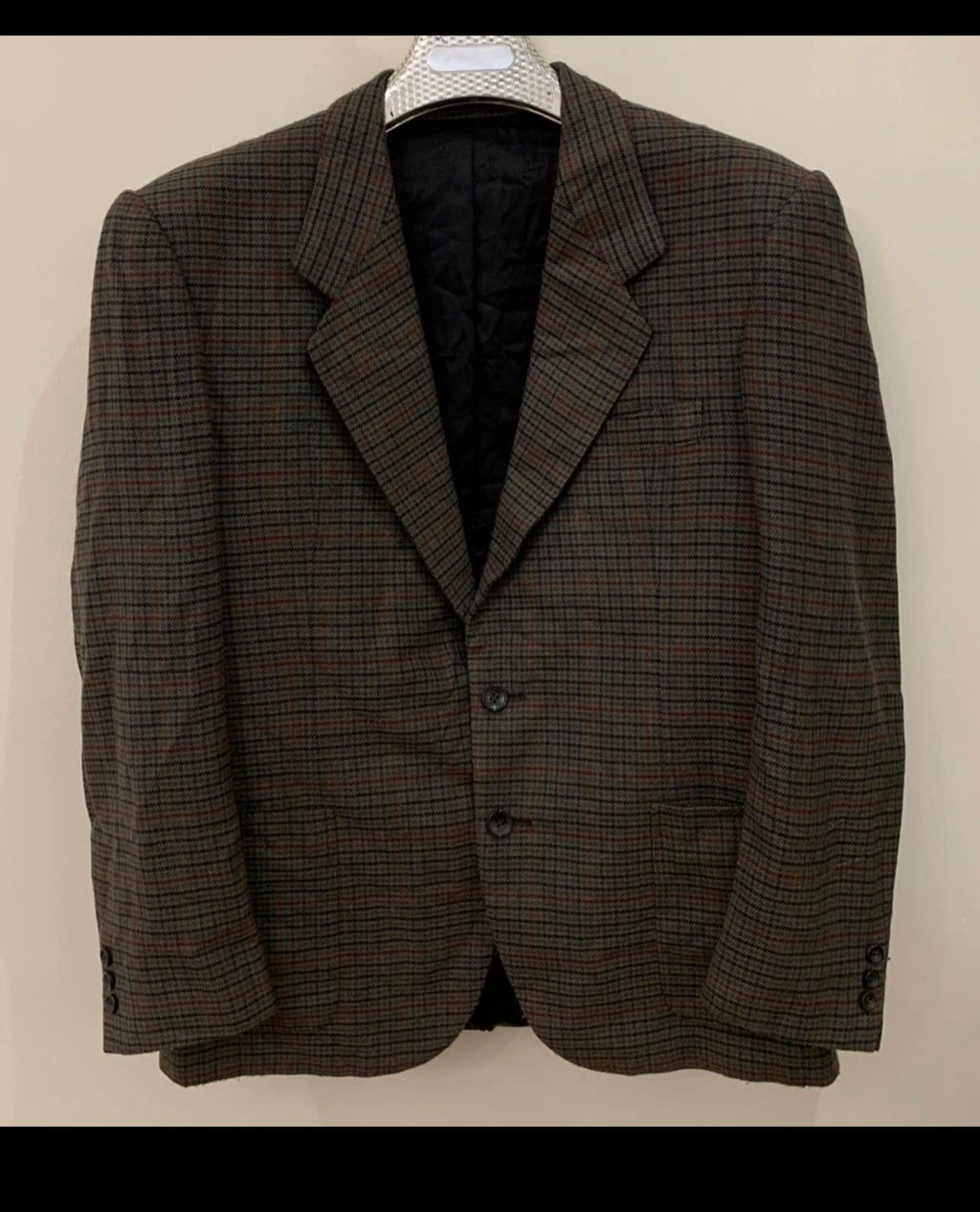 Vintage all worsted wool houndstooth classic hunting jacket blazer 42R