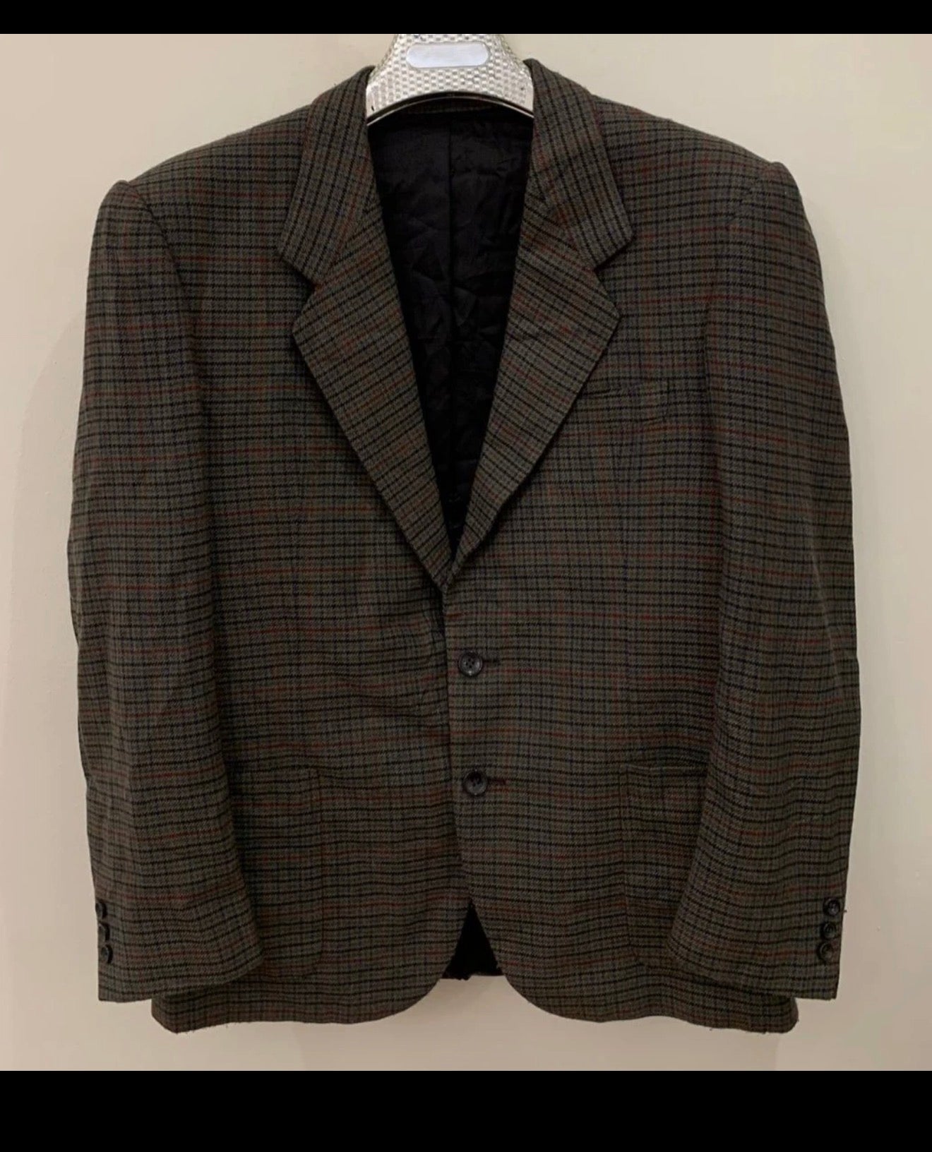 Vintage all worsted wool houndstooth classic hunting jacket blazer 42R
