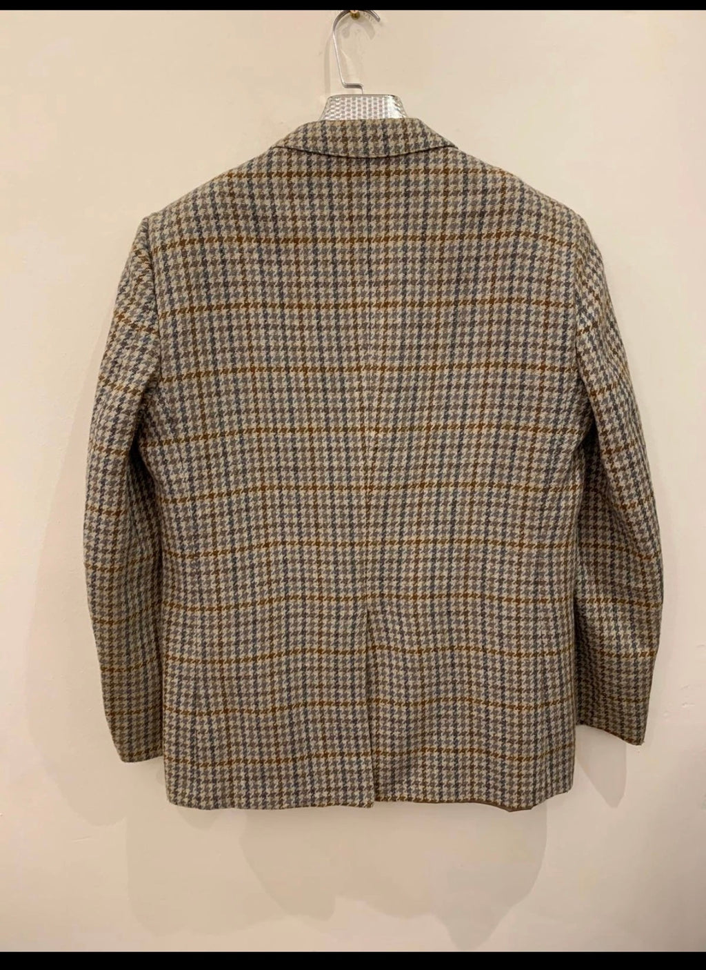 Vintage houndstooth pure wool handwoven tweed hunting jacket blazer 40R
