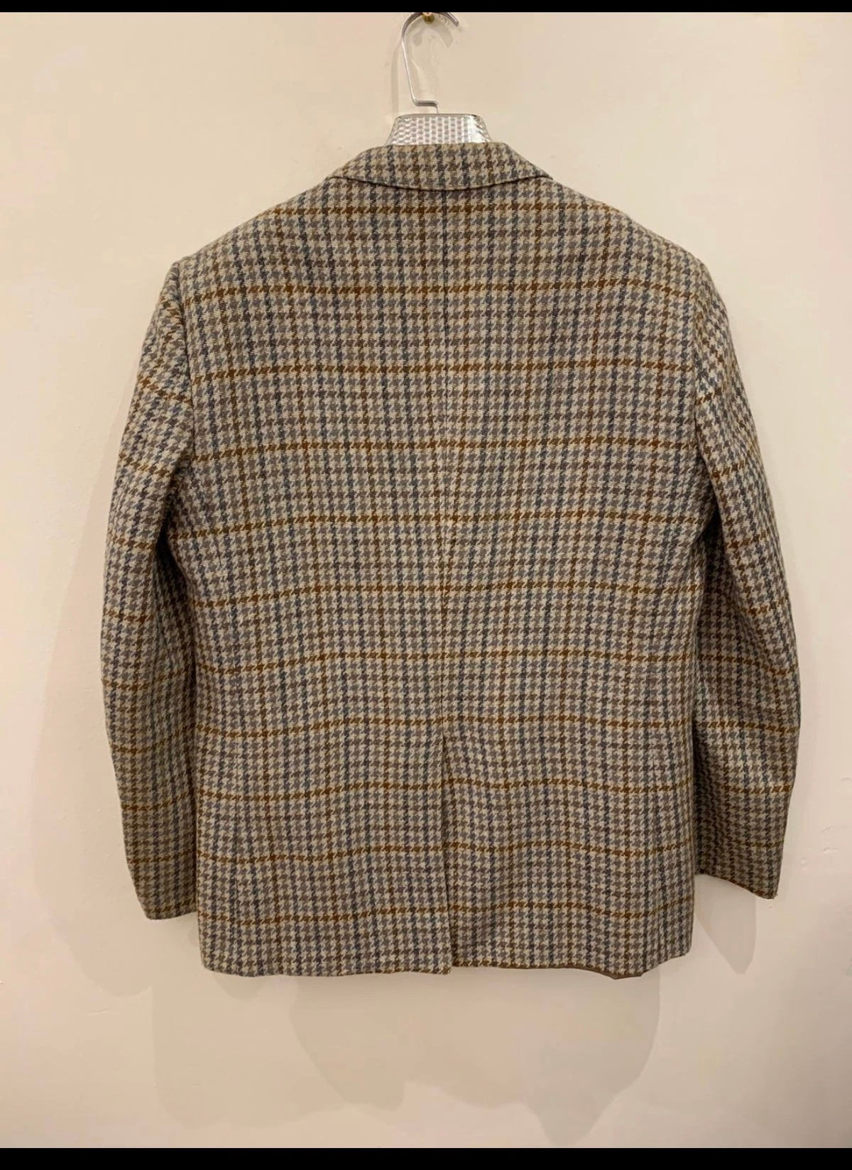 Vintage houndstooth pure wool handwoven tweed hunting jacket blazer 40R