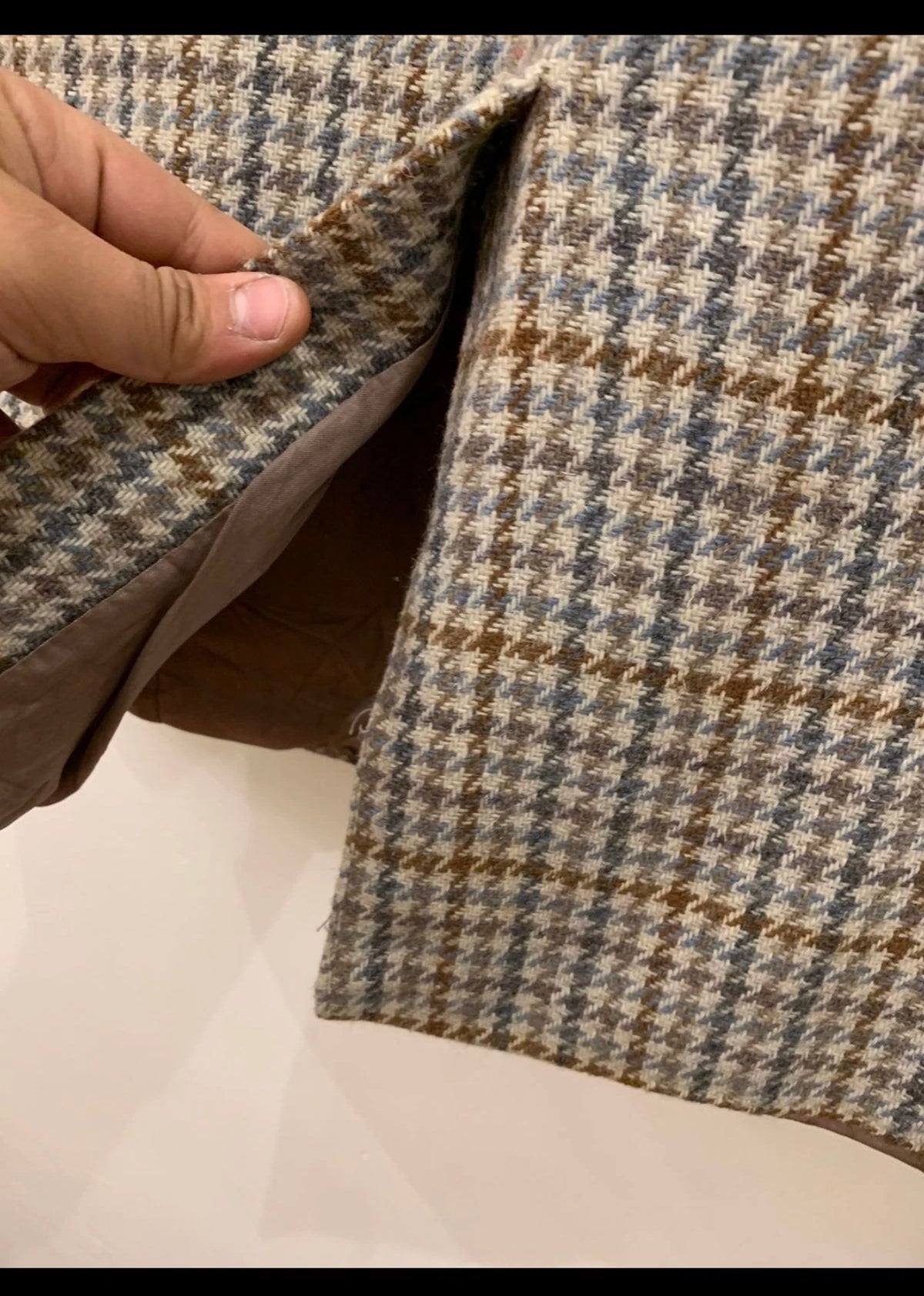 Vintage houndstooth pure wool handwoven tweed hunting jacket blazer 40R