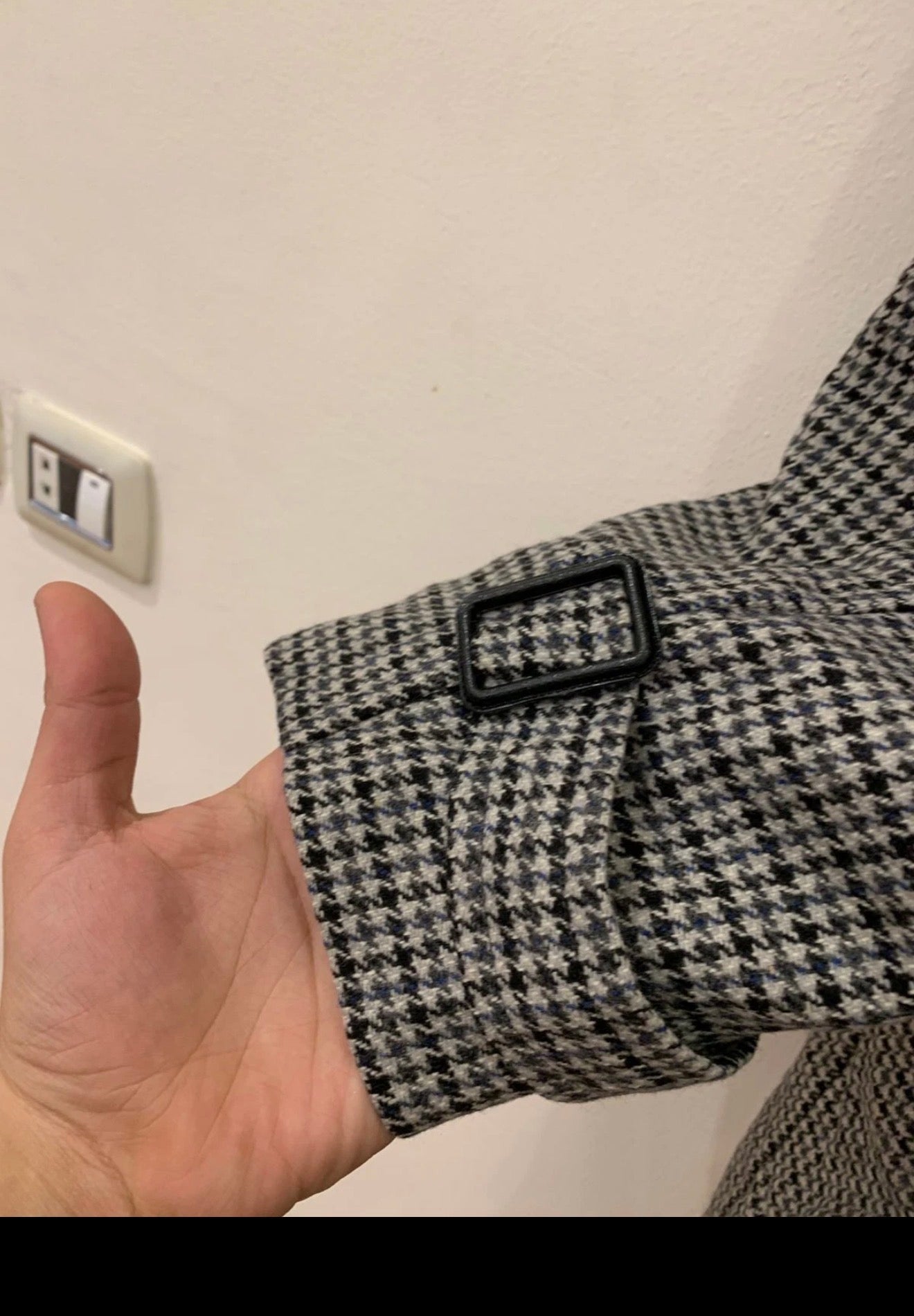1970s vintage pure wool handwoven tweed houndstooth union made over coat 40R 40S