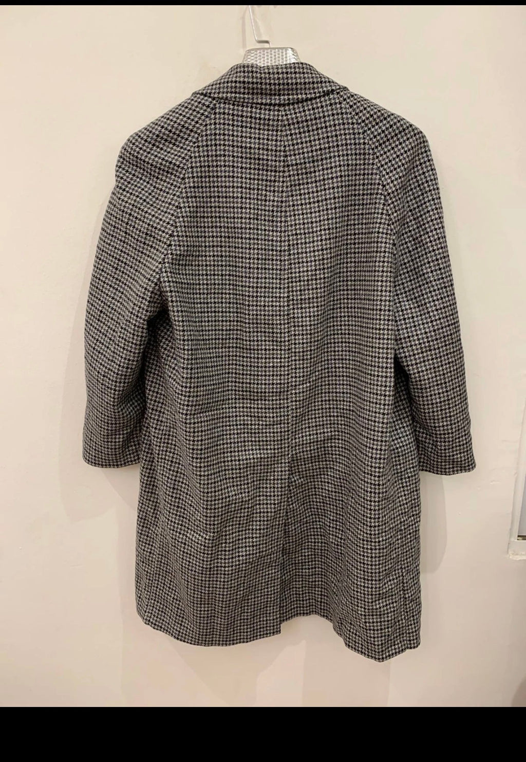 1970s vintage pure wool handwoven tweed houndstooth union made over coat 40R 40S