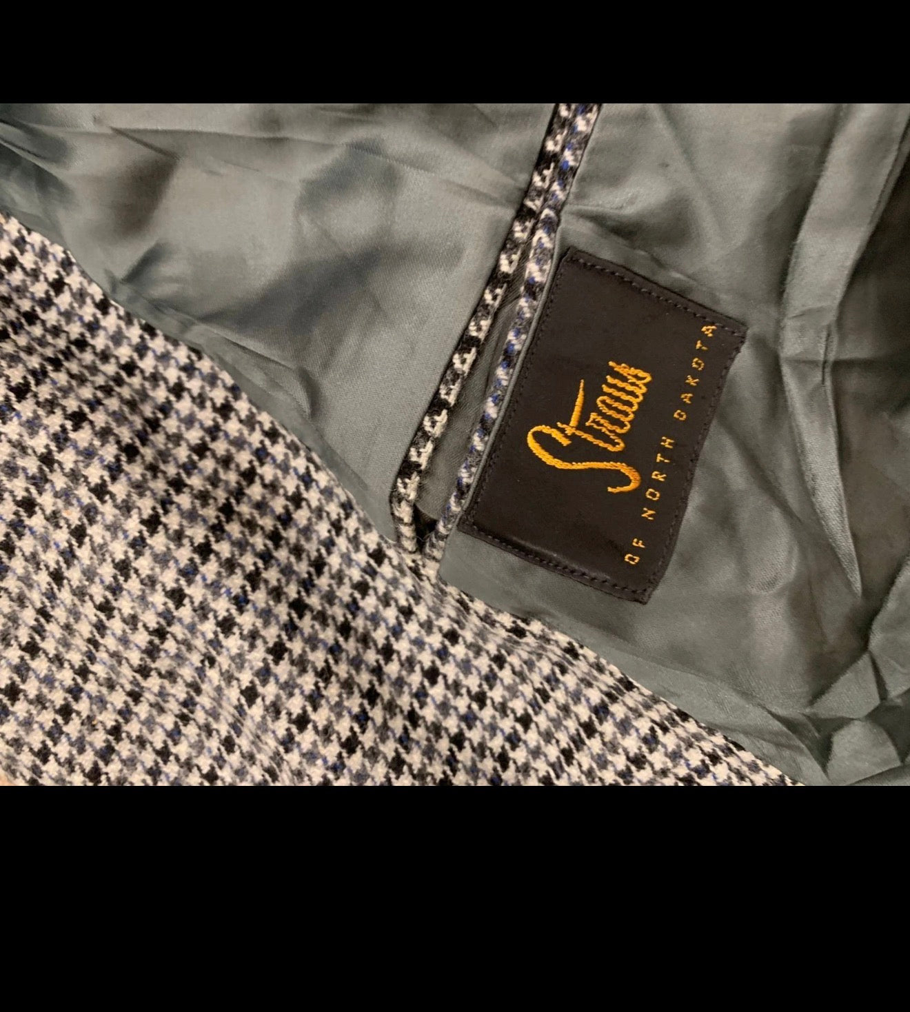 1970s vintage pure wool handwoven tweed houndstooth union made over coat 40R 40S