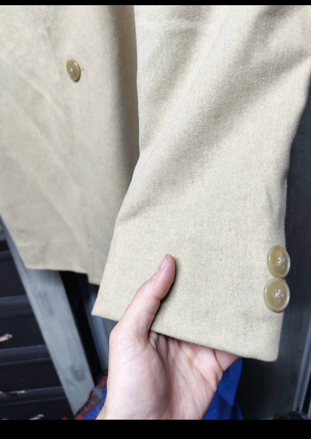 Classic vintage style wool blend Camel beige top over coat 44L