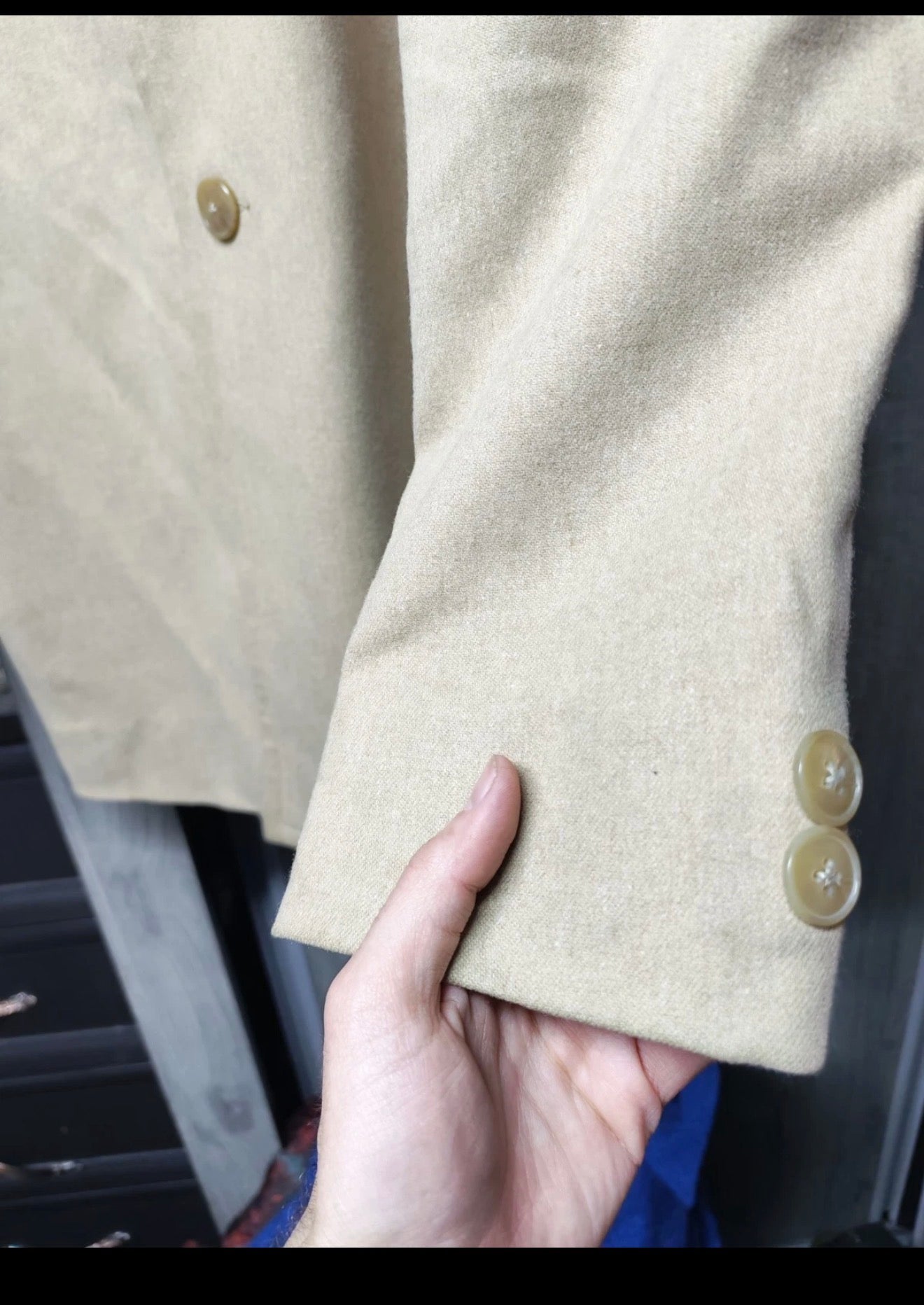 Classic vintage style wool blend Camel beige top over coat 44L