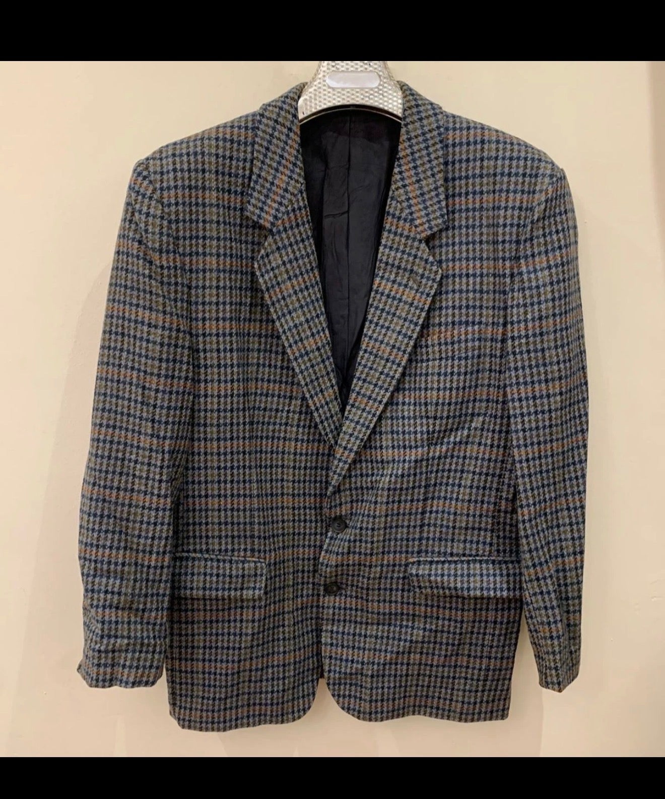 Vintage pure pure handwoven tweed houndstooth hunting jacket blazer 42R