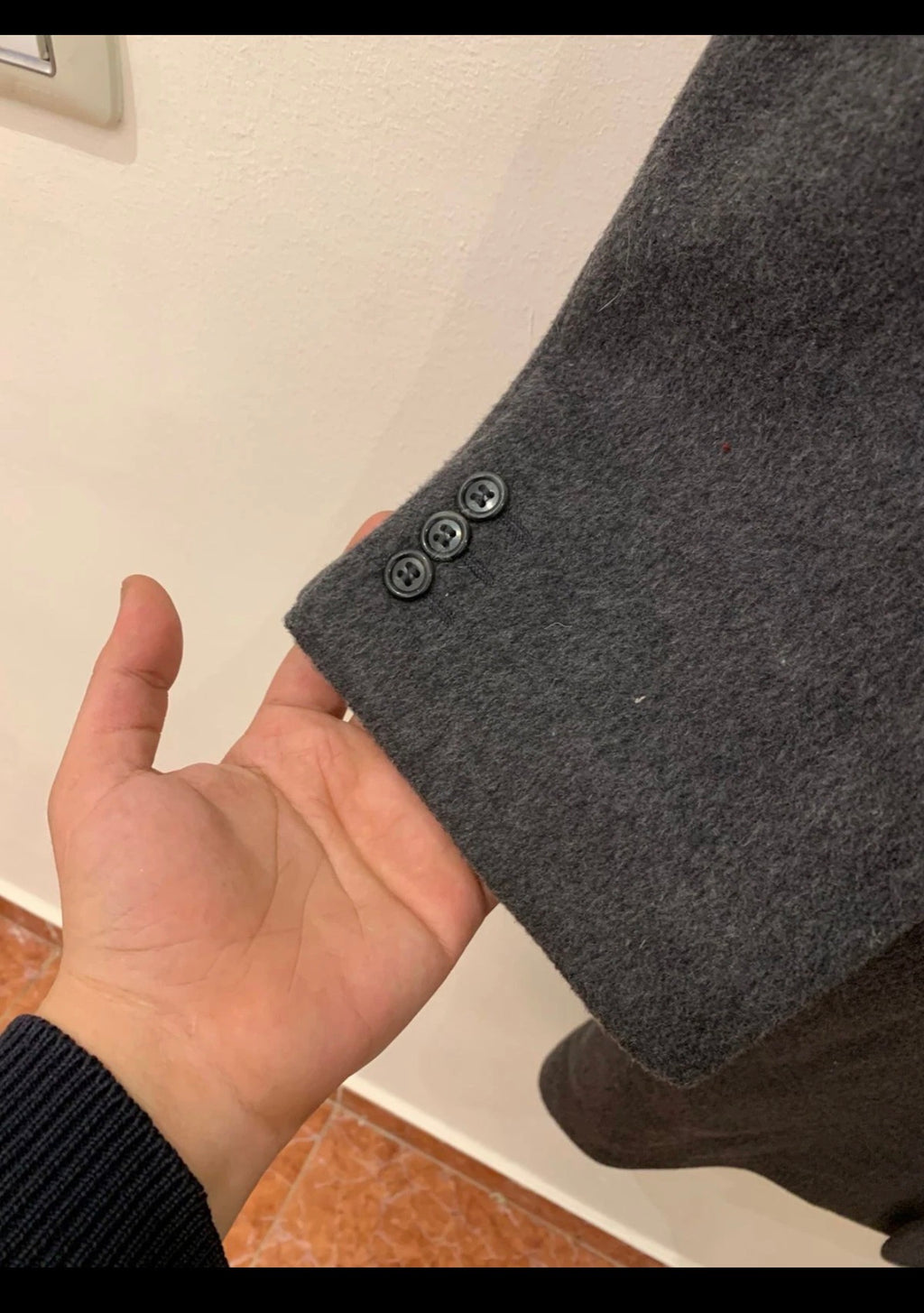 Vintage Hammersley Wool Cashmere blend db Charcoal over coat 44L 44R