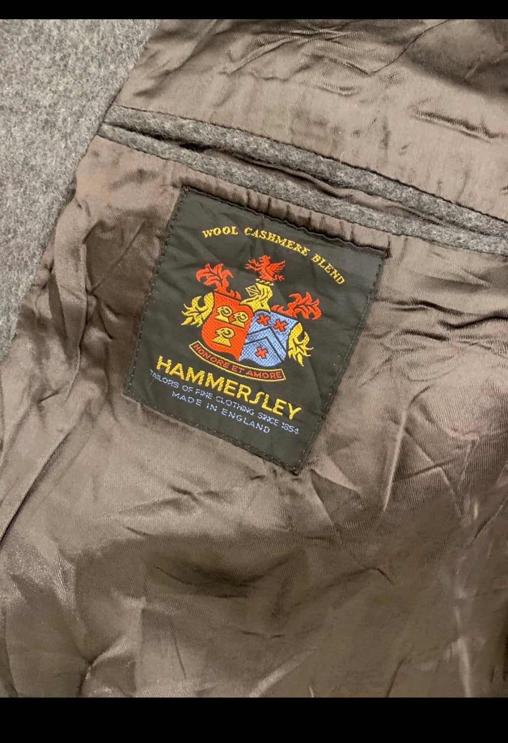 Vintage Hammersley Wool Cashmere blend db Charcoal over coat 44L 44R