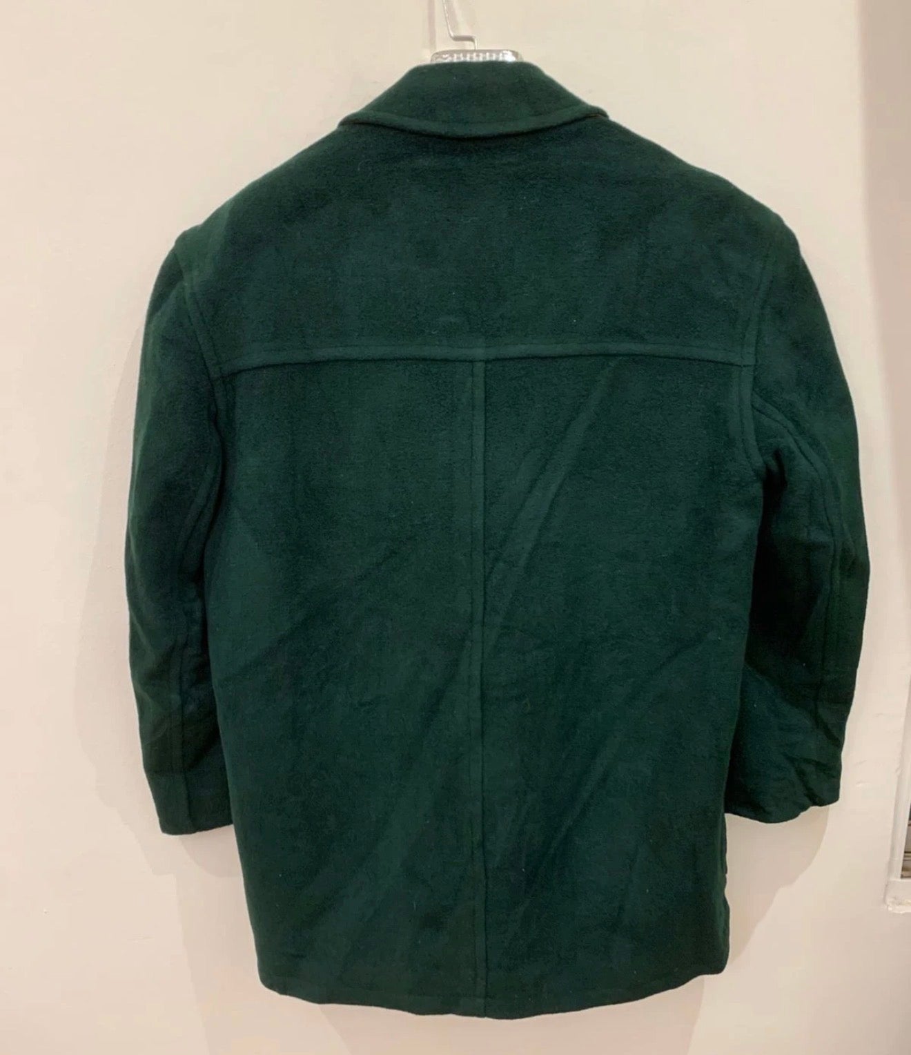 Vintage Fafayu Wool Cashmere blend classic unique green over coat jacket 44R L