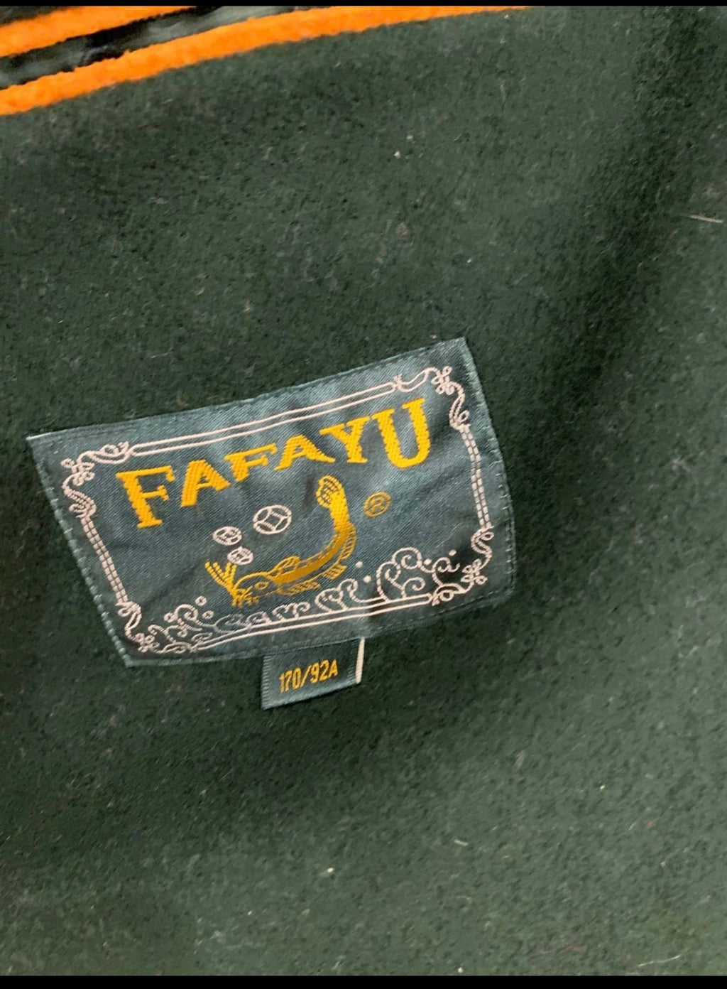 Vintage Fafayu Wool Cashmere blend classic unique green over coat jacket 44R L