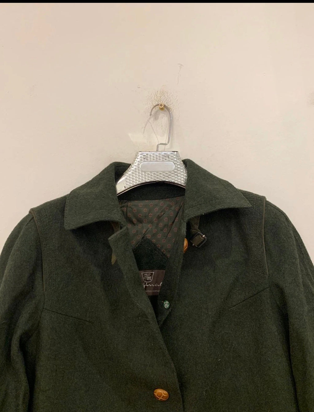 Vintage pure wool classic Loden olive green over coat 40 M 10