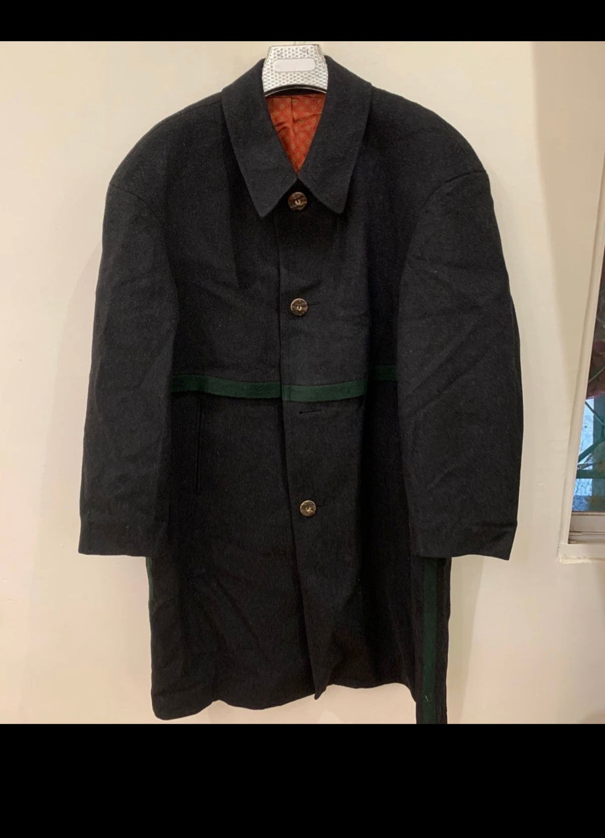 Vintage Tiroler Loden wool Alpaca blend classic charcoal over coat 48R 48S XL