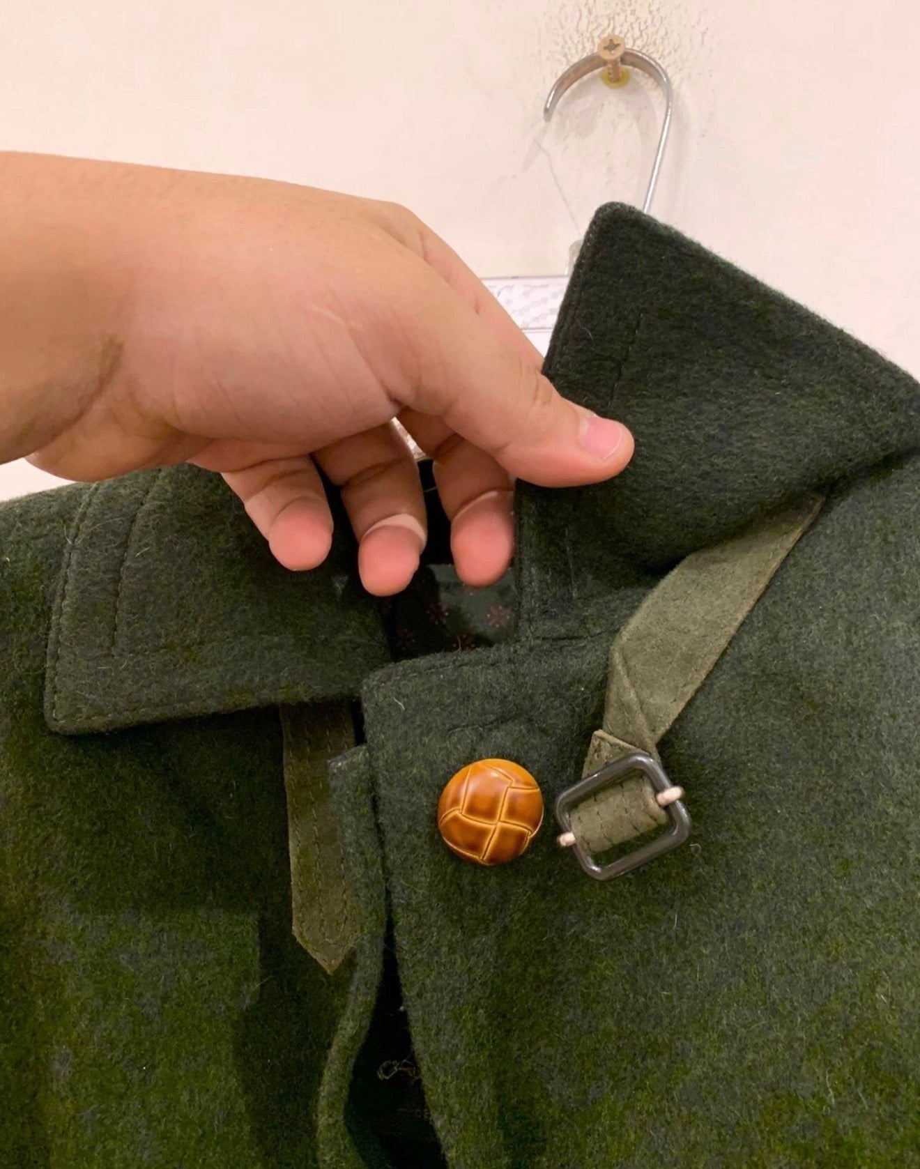 Vintage pure wool classic Loden olive green over coat 40 M 10