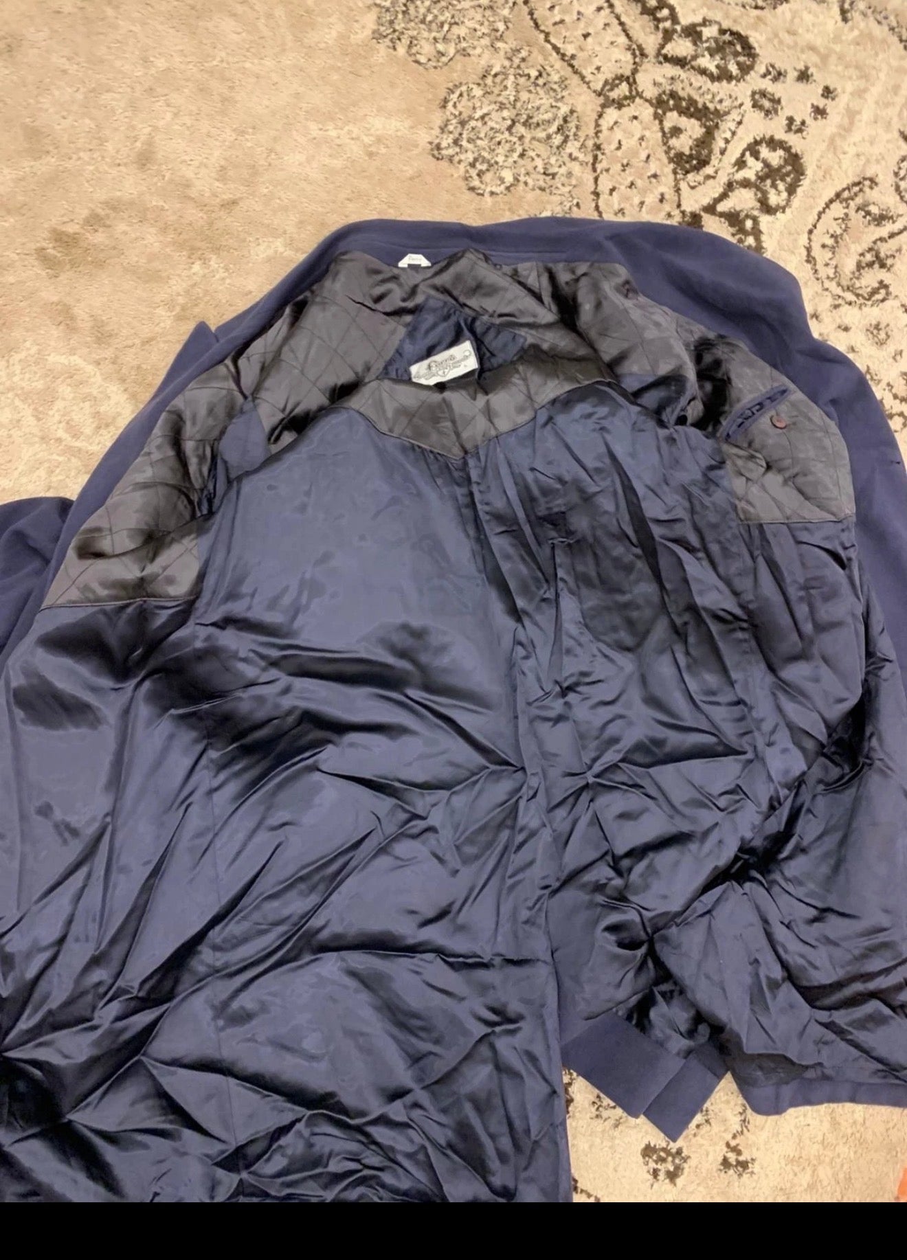 Vintage Ferro wool blend double breasted classic blue over coat 48R XL