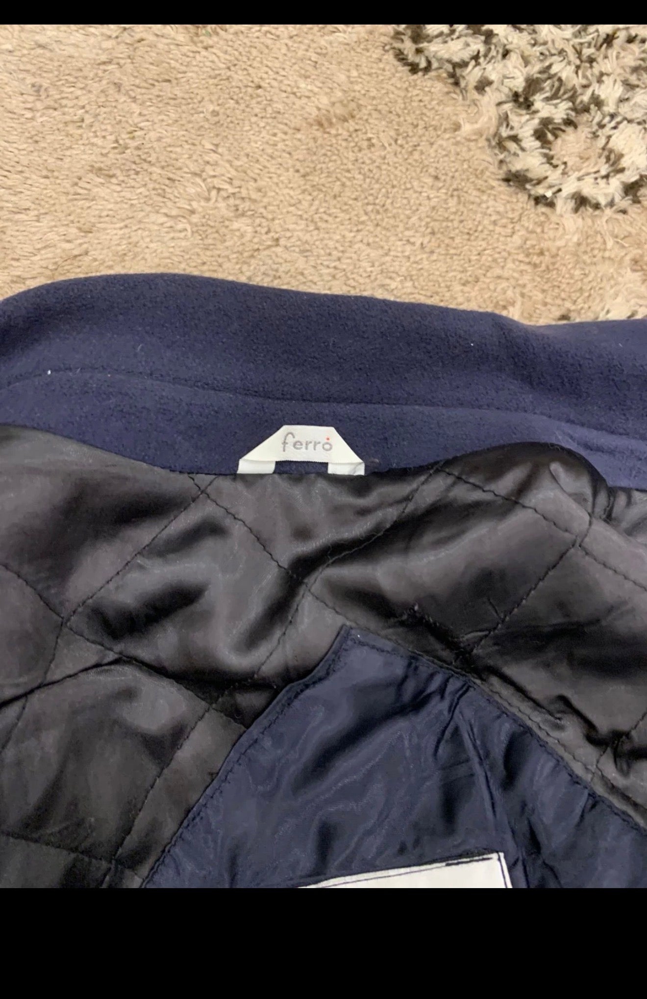 Vintage Ferro wool blend double breasted classic blue over coat 48R XL