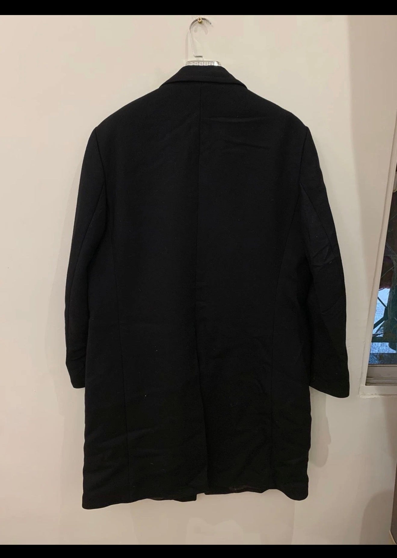 1970s vintage pure wool classic top black over coat 46R 46L XL