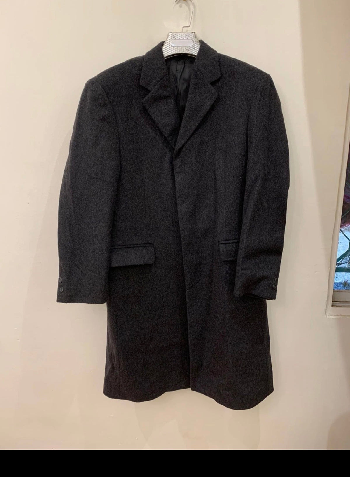 Vintage Yves Saint Laurent wool cashmere blend classic charcoal over coat 42R