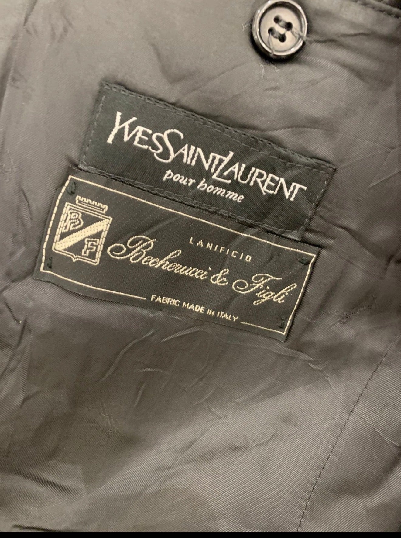 Vintage Yves Saint Laurent wool cashmere blend classic charcoal over coat 42R