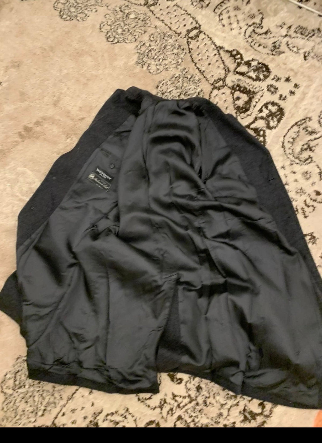 Vintage Yves Saint Laurent wool cashmere blend classic charcoal over coat 42R