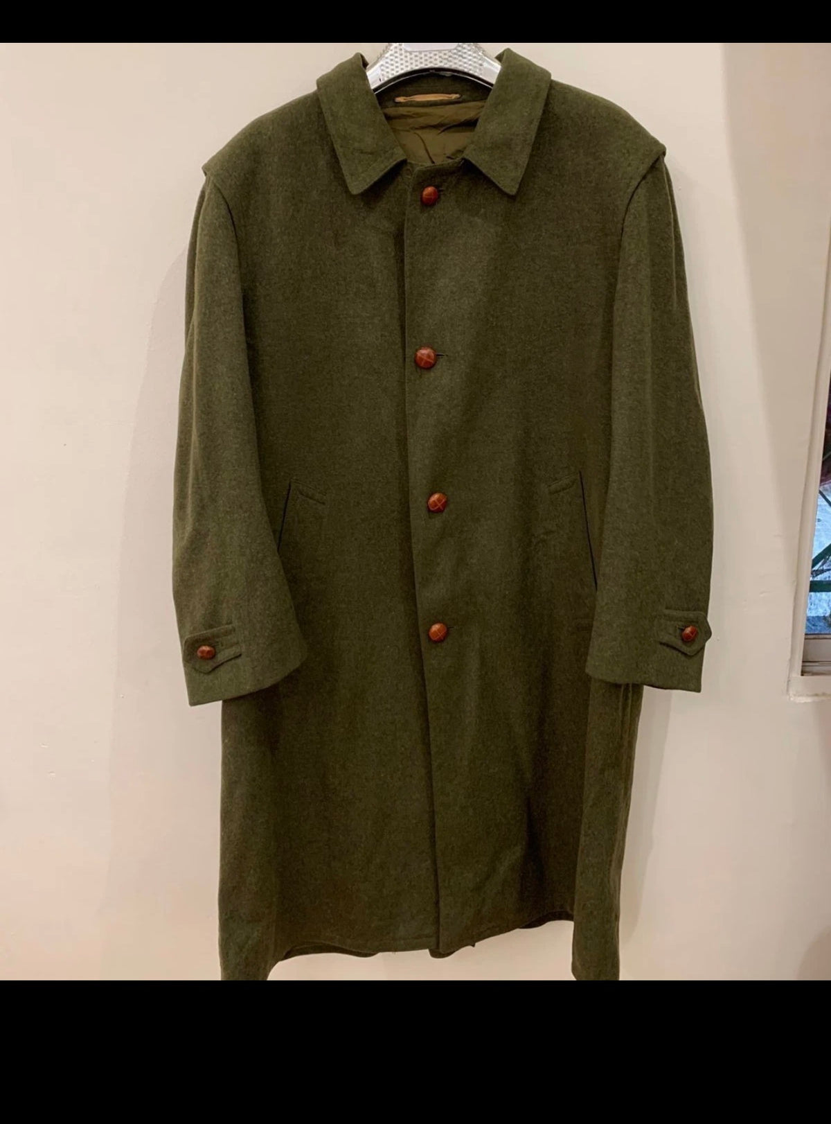 Vintage Weyrer Tiroler Loden pure wool classic olive green over coat 52R 2XL