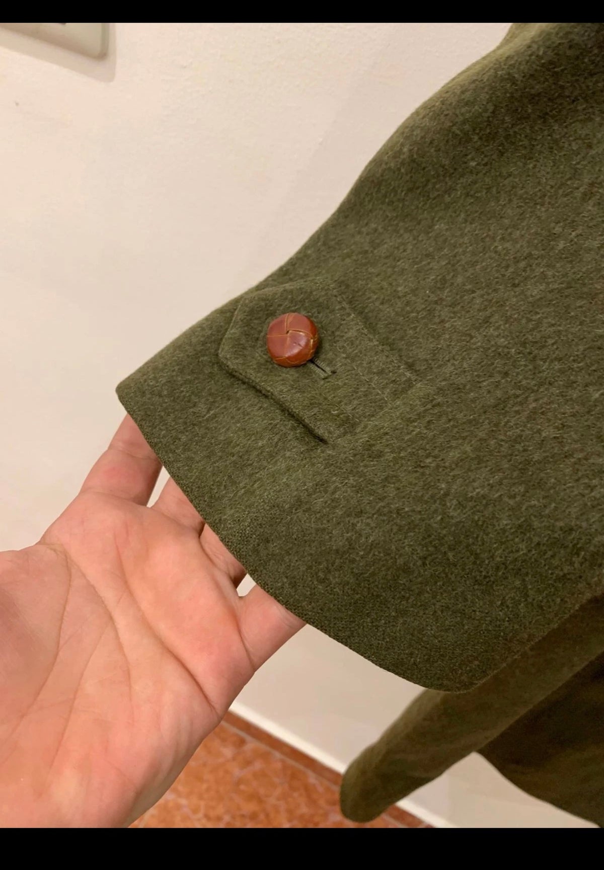 Vintage Weyrer Tiroler Loden pure wool classic olive green over coat 52R 2XL
