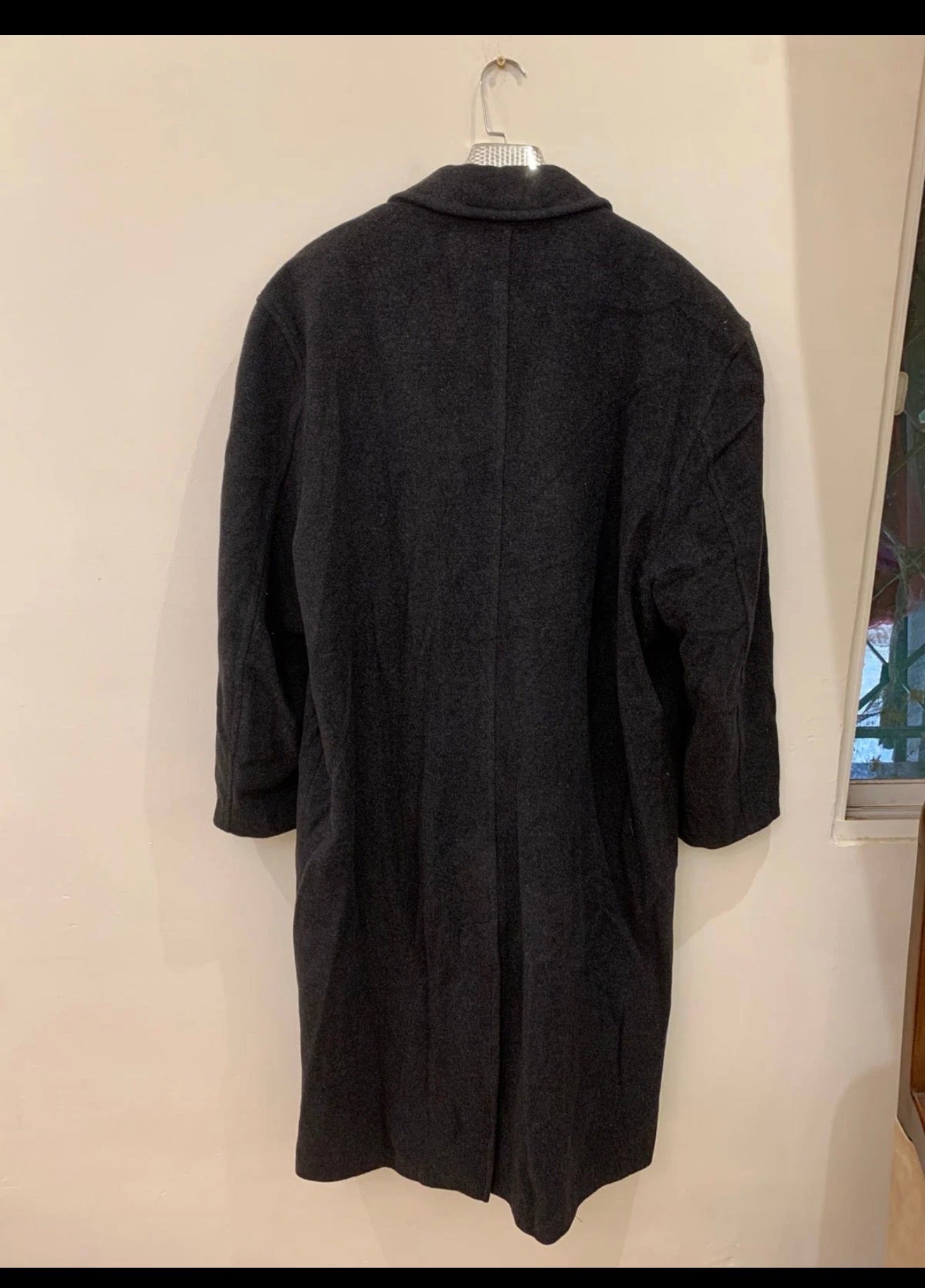 Vintage pure wool double breasted gangster Charcoal over coat 54R 3XL