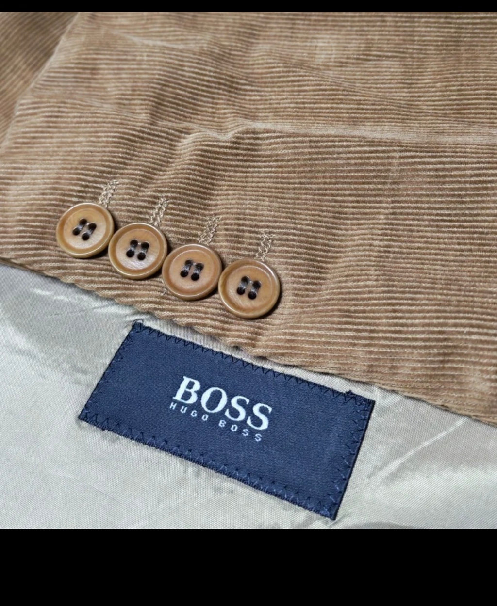 Classic Hugo Boss 100% cotton Corduroy brown 3 button suit 42L