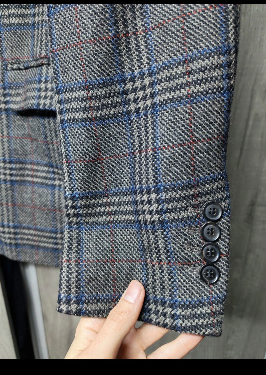 Classic glen check pure wool handwoven German tweed hunting jacket blazer 38R