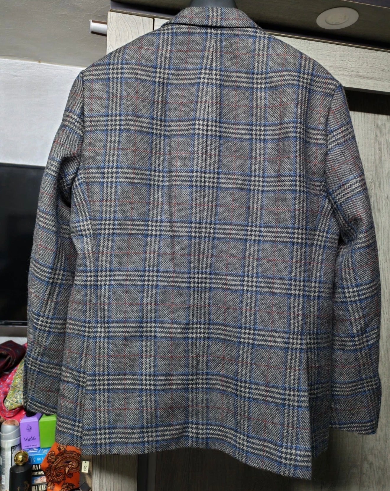 Classic glen check pure wool handwoven German tweed hunting jacket blazer 38R