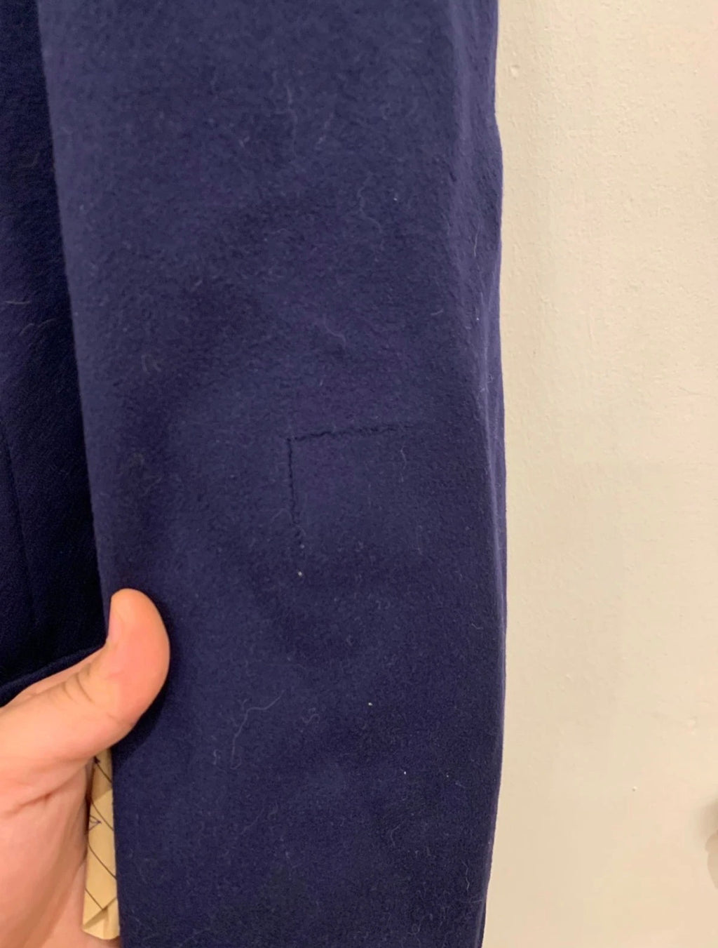 1970s Vintage pure woollen wool Navy double breasted Belted over coat 40R
