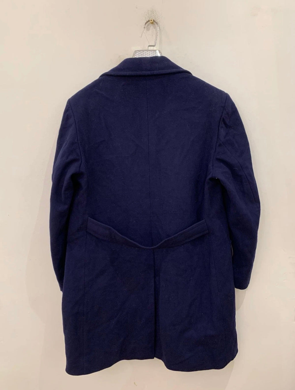 1970s Vintage pure woollen wool Navy double breasted Belted over coat 40R