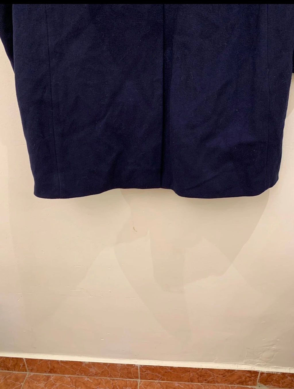 1970s Vintage pure woollen wool Navy double breasted Belted over coat 40R
