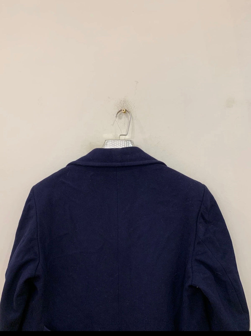 1970s Vintage pure woollen wool Navy double breasted Belted over coat 40R