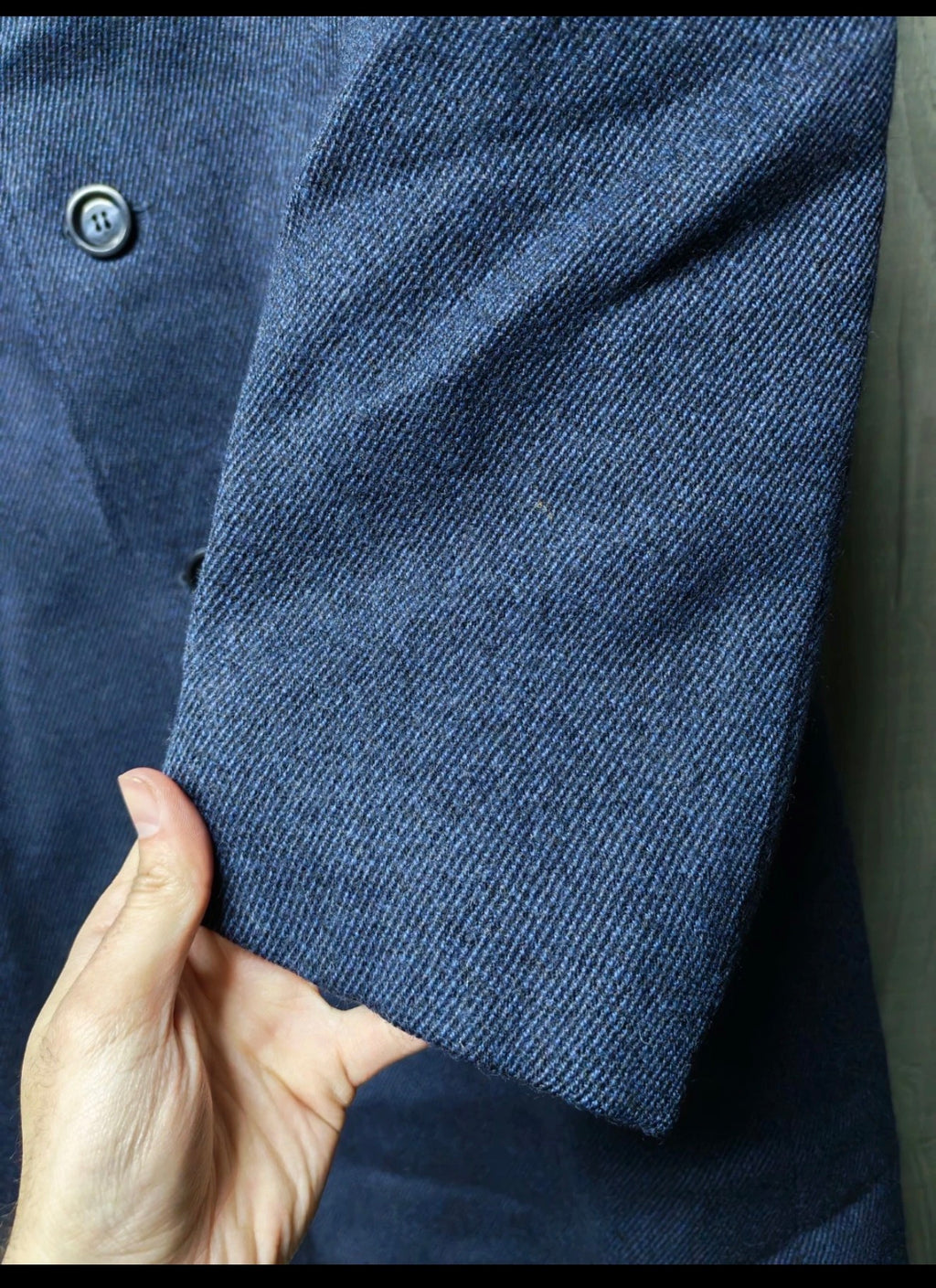 1970s vintage pure wool handwoven tweed classic top blue over coat 40R