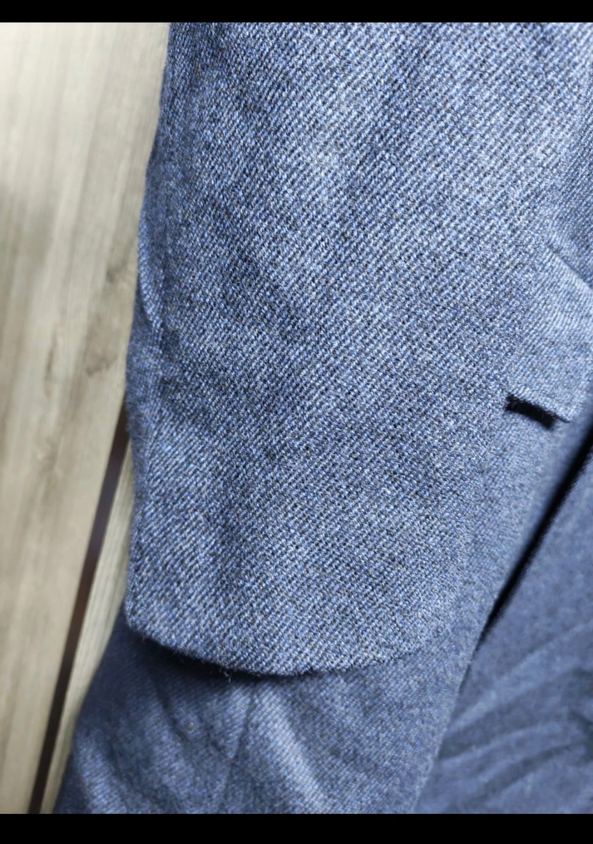 1970s vintage pure wool handwoven tweed classic top blue over coat 40R
