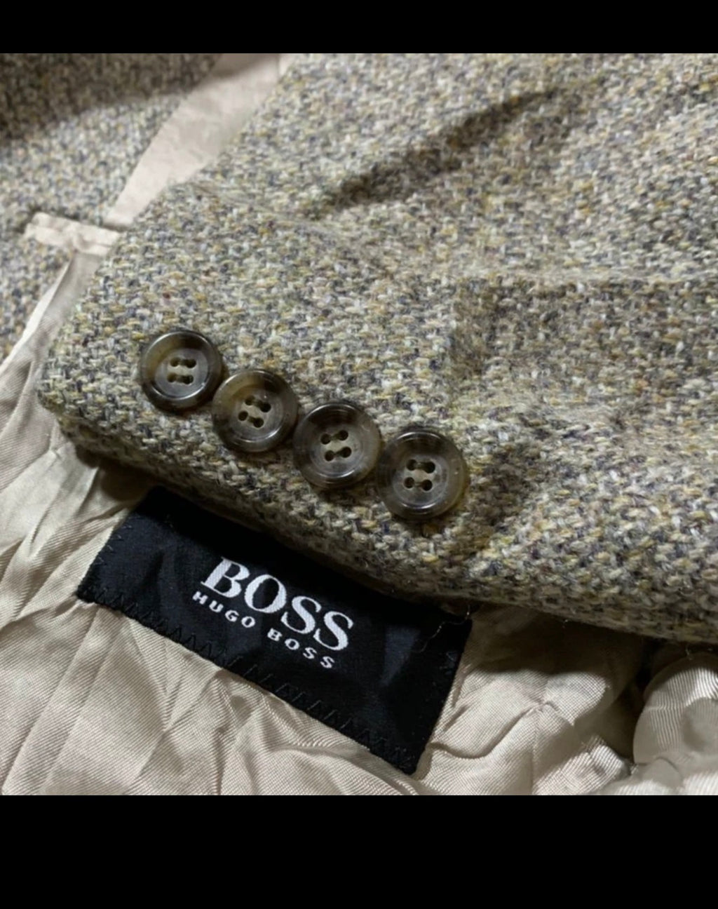 Vintage Hugo Boss pure wool handwoven Tweed classic jacket blazer 42R 42S