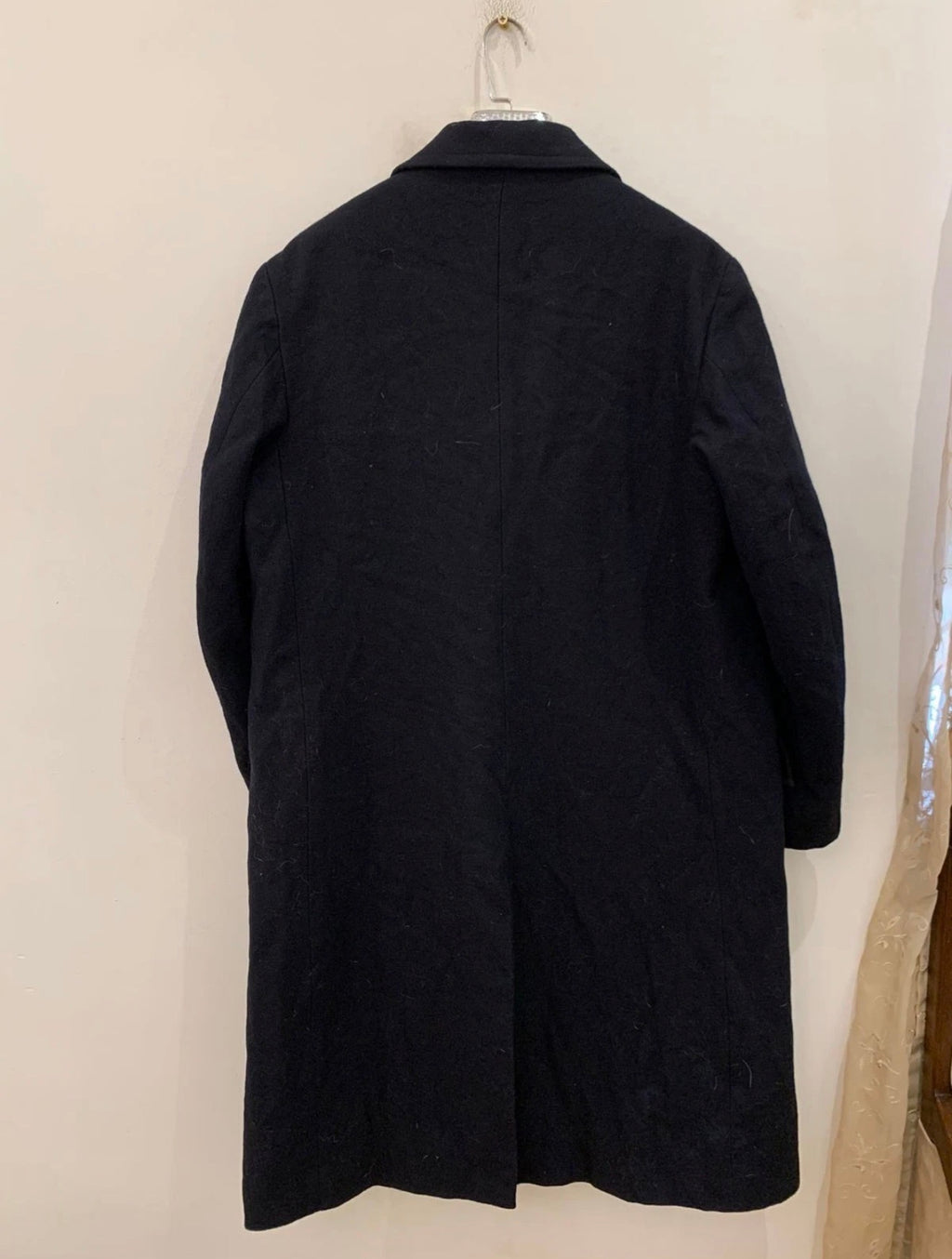 Vintage pure woollen wool classic gold button navy over coat 44R