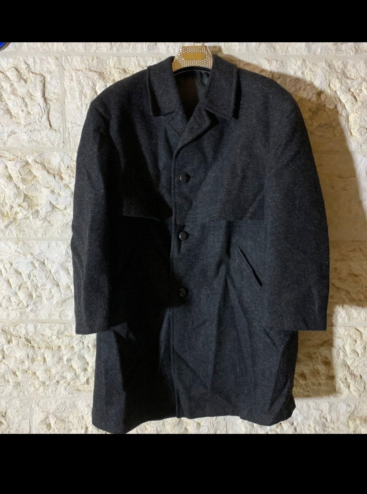 Vintage pure woollen wool classic charcoal Loden over coat 48R 48S XL