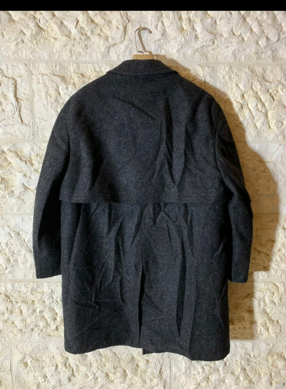 Vintage pure woollen wool classic charcoal Loden over coat 48R 48S XL